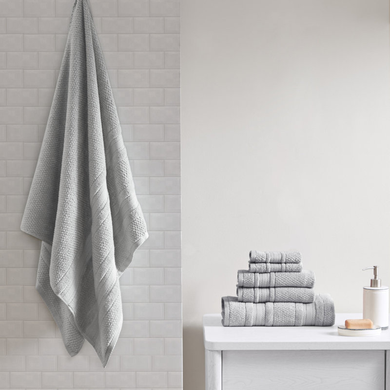 Soft Cotton Quick Dry Bath Towel 6-piece Set – Zero Twist Absorbent Lightweight Towels, Silver