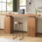 Modern Console Table With Led Lighting Walnut Finish For Entryway & Living Room