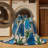 Machine Washable Botanical Blue Area Rug-672402262