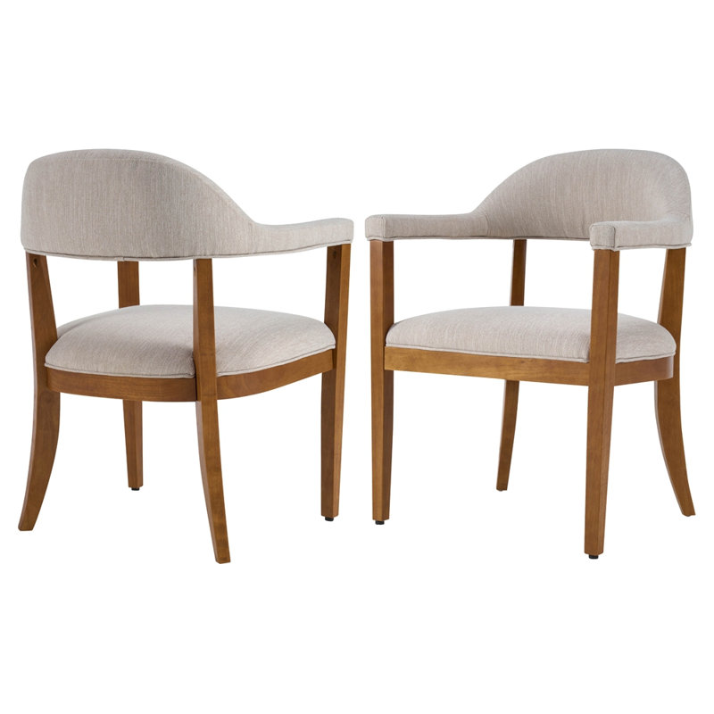 Structure en bois avec chaises rembourrées avec accoudoirs, Noyer