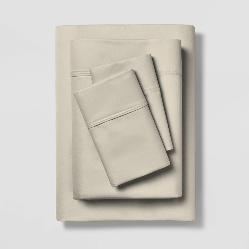 100% Cotton Lightweight Percale Weave Sheet Set, Full Sheet Set with 2 Pillowcases, Ivory