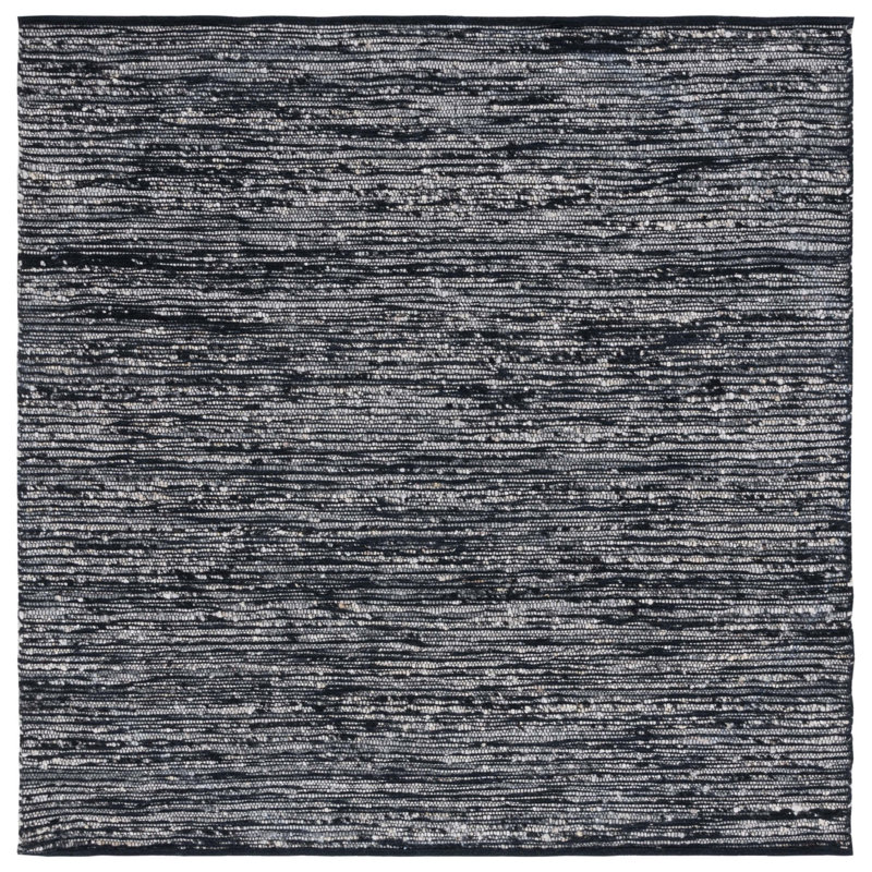 Jarie Flat Weave Wool/Cotton Rug in Black, Square 6'