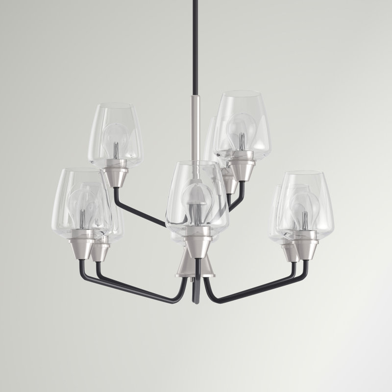 Roseta 9 - Light Dimmable Classic / Traditional Chandelier, Black/Satin Nickel