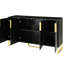 Buffet de luxe moderne avec quatre portes, tablettes réglables et poignées en métal pour la cuisine - noir avec garnitures de rangement-2036860659