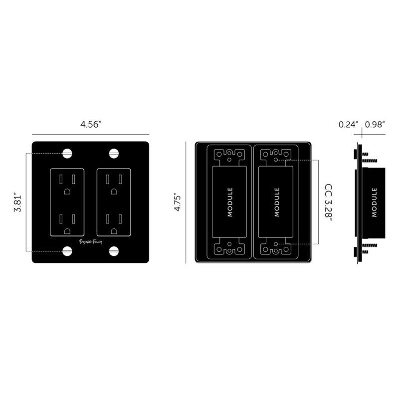 2G Duplex Outlet / Cross / With Logo, Smoked Bronze