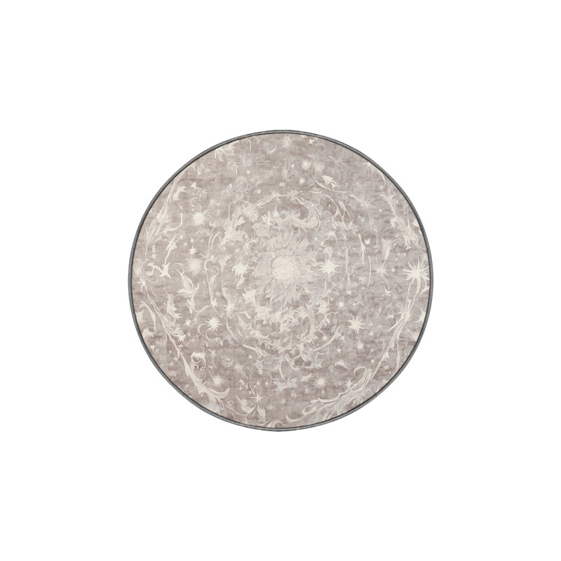 Tapis gris soyeux et moelleux, Rond 3 pi