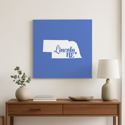 Home Sweet Lincoln — Silhouette de l'État du Nebraska — Décoration murale carrée en métal