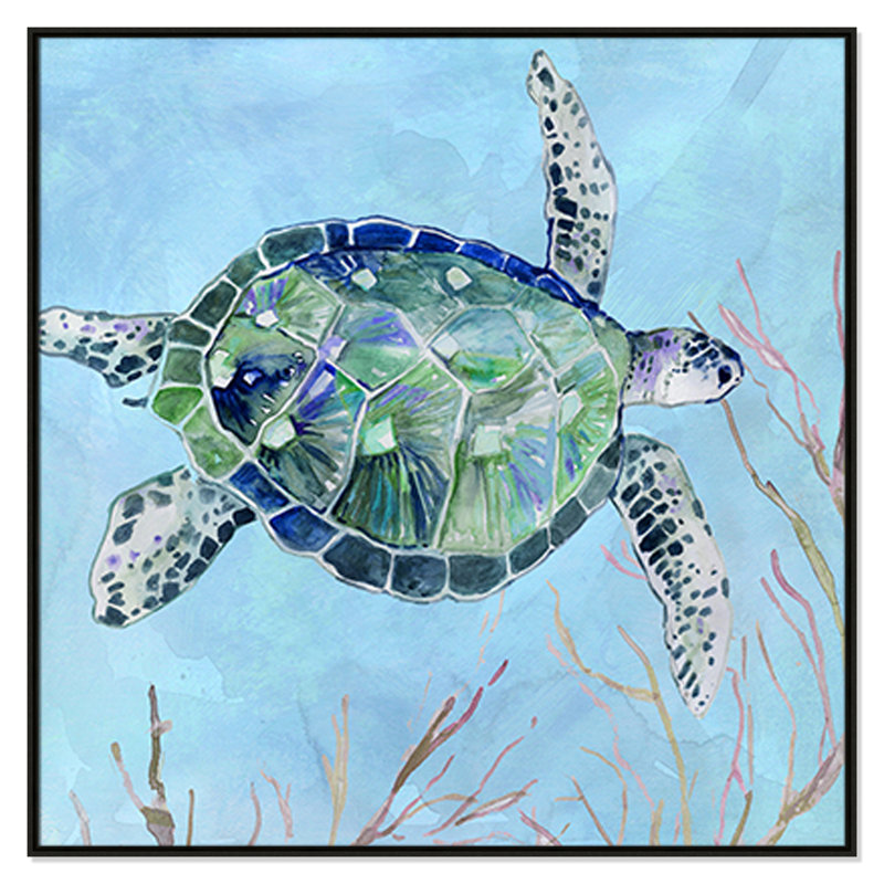 «Sea Turtle I» par Carol Robinson, Espresso, H 46,5 po x l 46,5 po x P 2 po