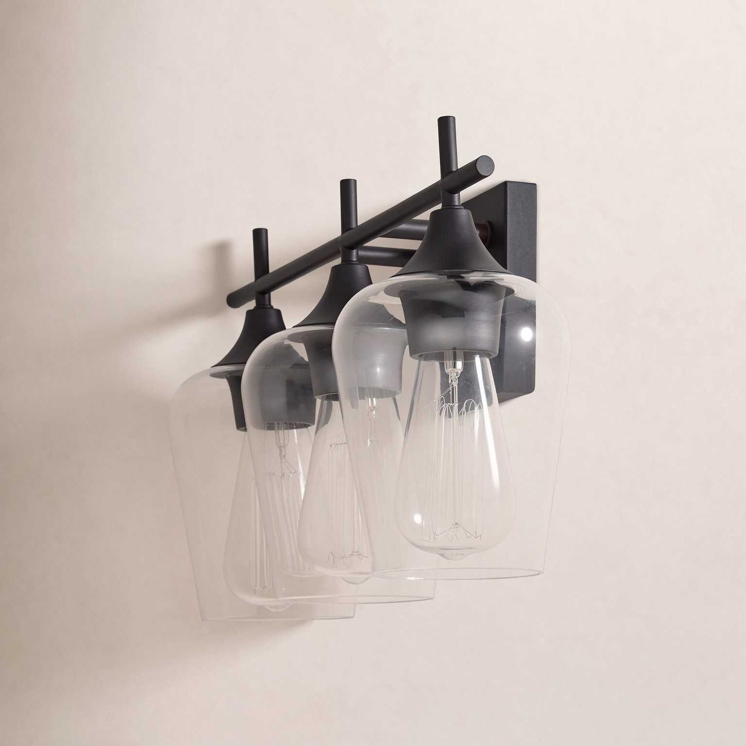 Breena 3-Light Dimmable Vanity Light, English Bronze, Clear