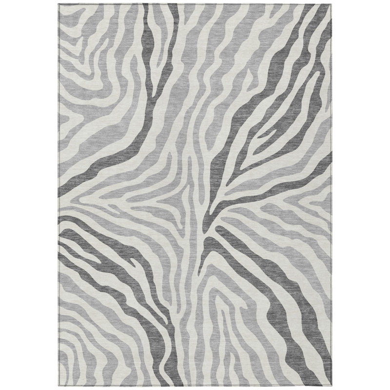 Machine Washable Indoor/Outdoor Chantille ACN2523 Animal Rug, Gray, Rectangle 10' x 14'