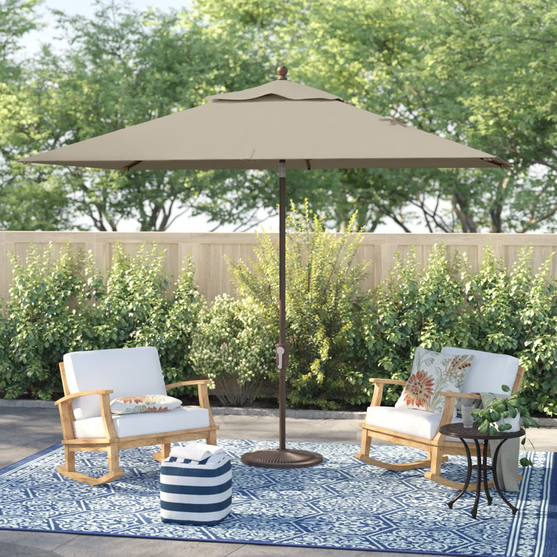 Parasol de marché rectangulaire 10 pi x 6,5 pi Launceston, Toile Sunbrella® beige antique, Bronze