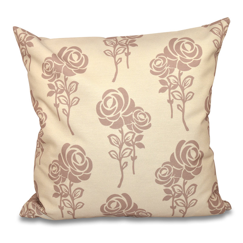 Botanical Blooms Floral Reversible Throw Pillow, 20" H x 20" W, Taupe