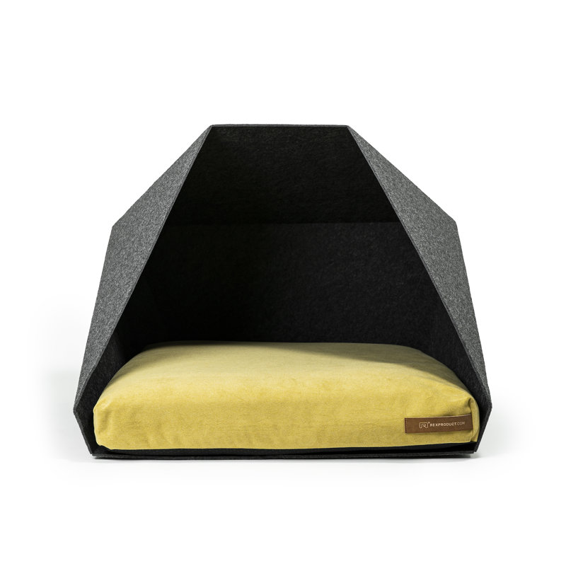 Polyester Pet Bed, Dark Grey/Yellow