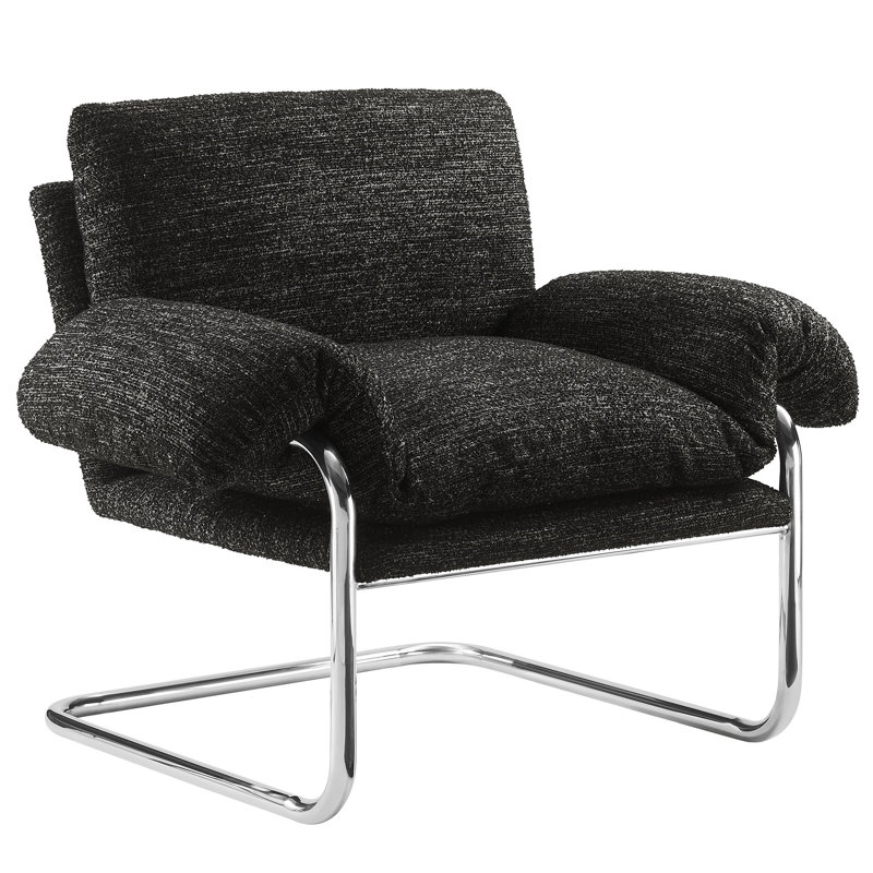 Ansel Boucle Fabric Accent Chair, Charcoal
