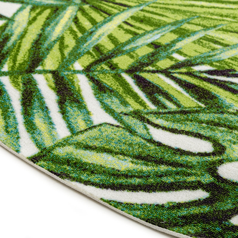 Sunshine Tropical Plants Outdoor Rugs Green, Round 8'