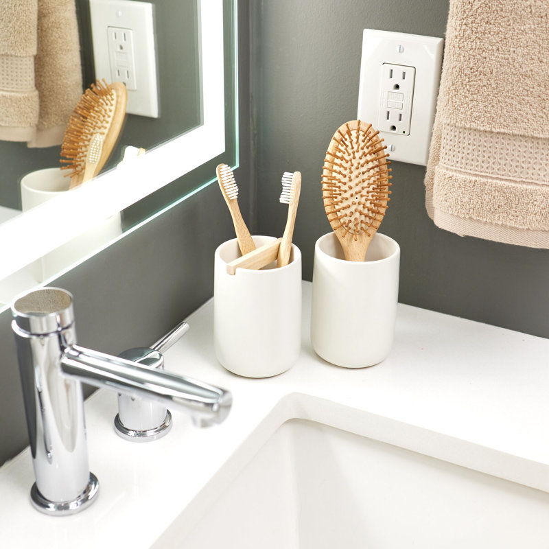 iDesign Eco Vanity Ceramic  Earth Tumbler, Coconut