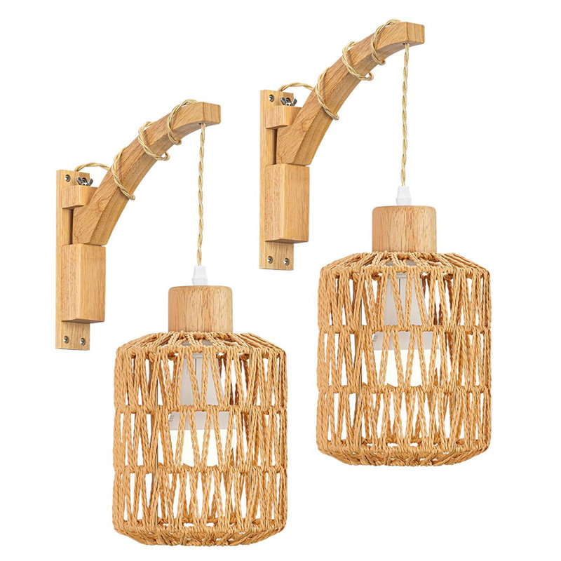Aalexis Rattan Armed Sconce Battery Operated