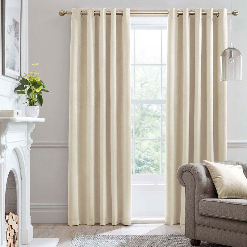 Montrose 100% Polyester Pair of Eyelet Curtains, Ivory, Width 117 x Drop 183 cm
