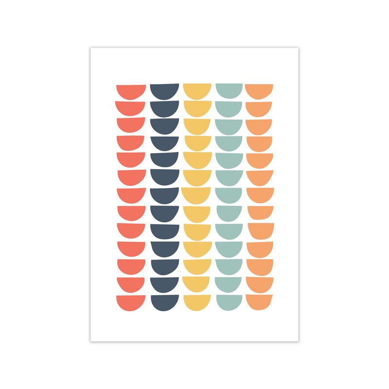 Retro Multicolour Half Circles Original - Print, No Frame, 29.7cm H x 21cm W x 4cm D