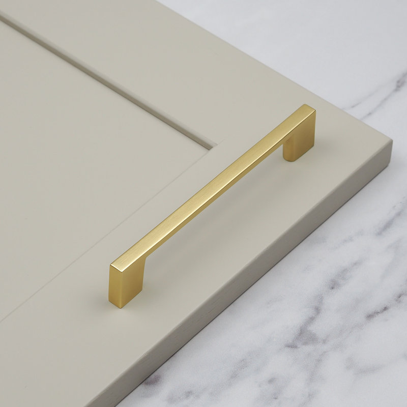Brushed Brass Slim Square D-Bar Handles, 128mm