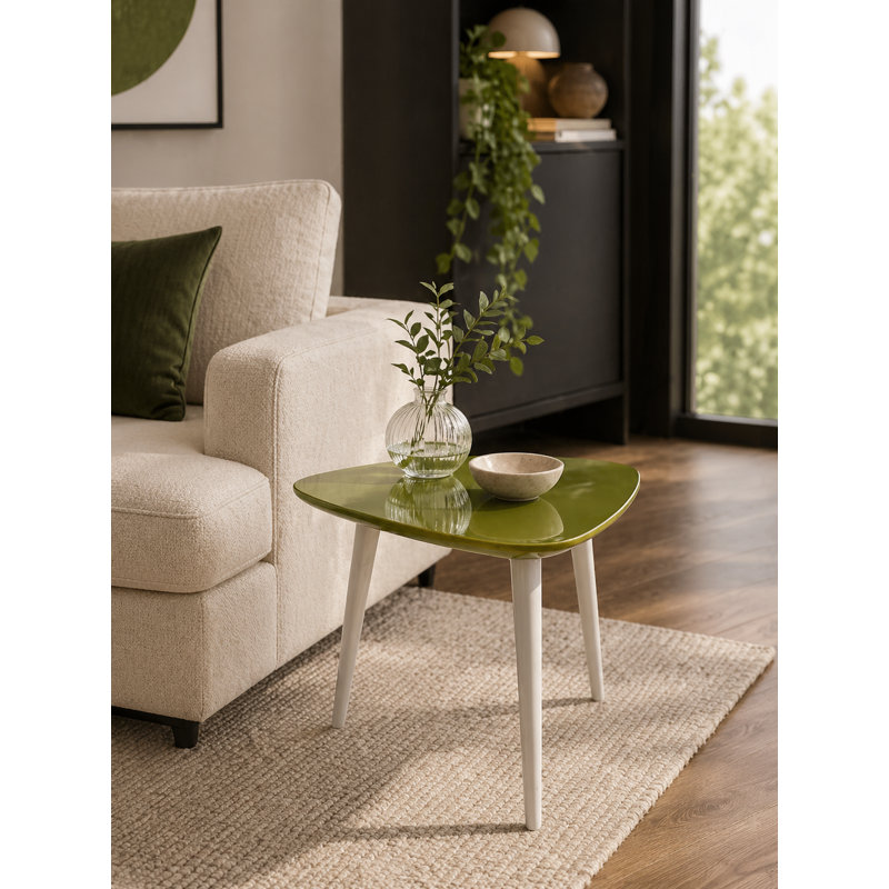     Table de bout à 3 pieds Pangea Home Hal - Table d'appoint Hal - Table d'appoint moderne pour salon, chambre à coucher ou salon - Table d'appoint verte