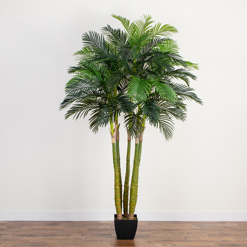 9.5ft Tall Green Plastic Potted Palm Floor Plant
