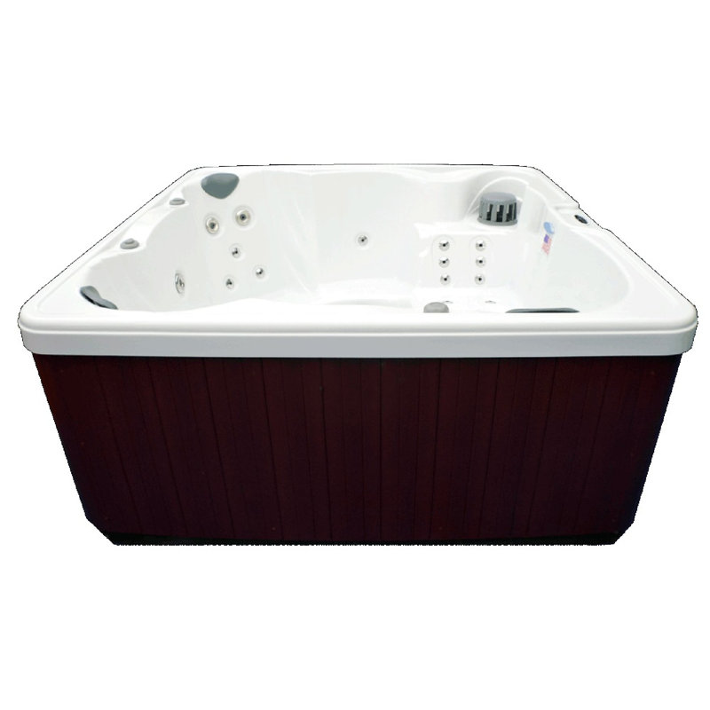 Sterling White Acrylic 6-Person Square Hot Tub with Stainless Jets