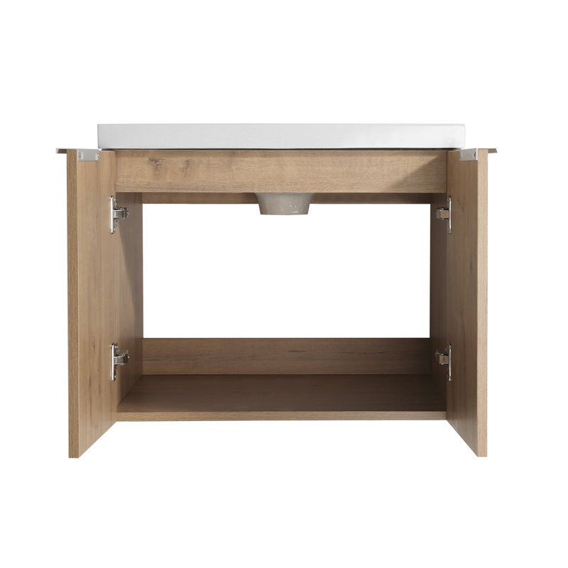 Meuble-lavabo mural avec lavabo et armoire latérale, 24"