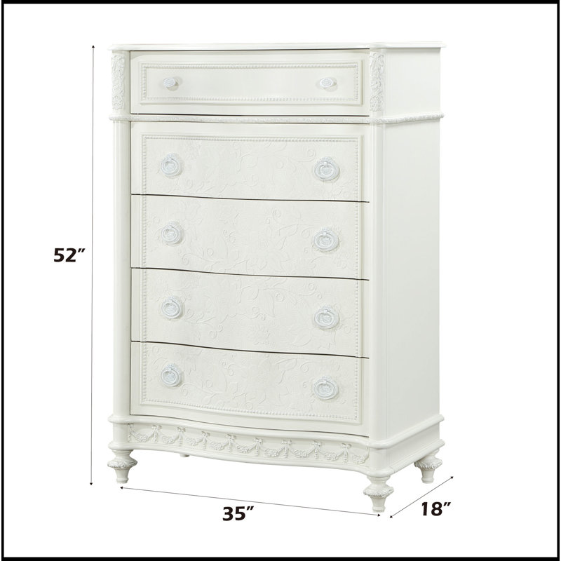 Commode 5 tiroirs Ivoire