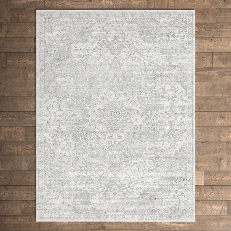 Tapis oriental gris / ivoire Kaleigh, Rectangle 6 pi x 9 pi 2 po