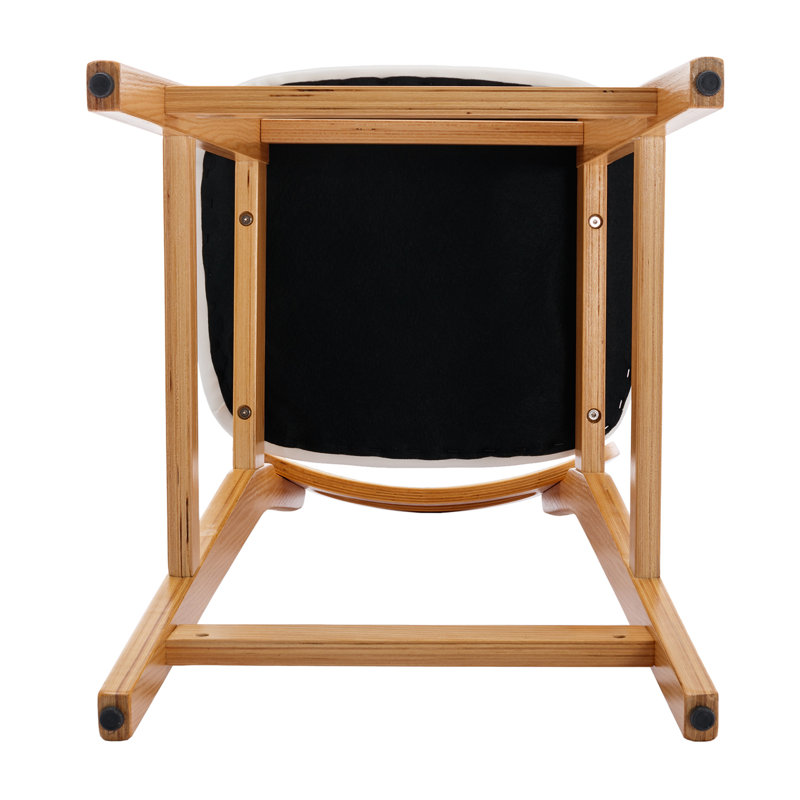 Upholstered Faux Leather Bar Stool, Faux Leather-White, Wood