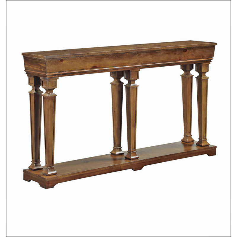 Oak Console Table with Bottom Shelf