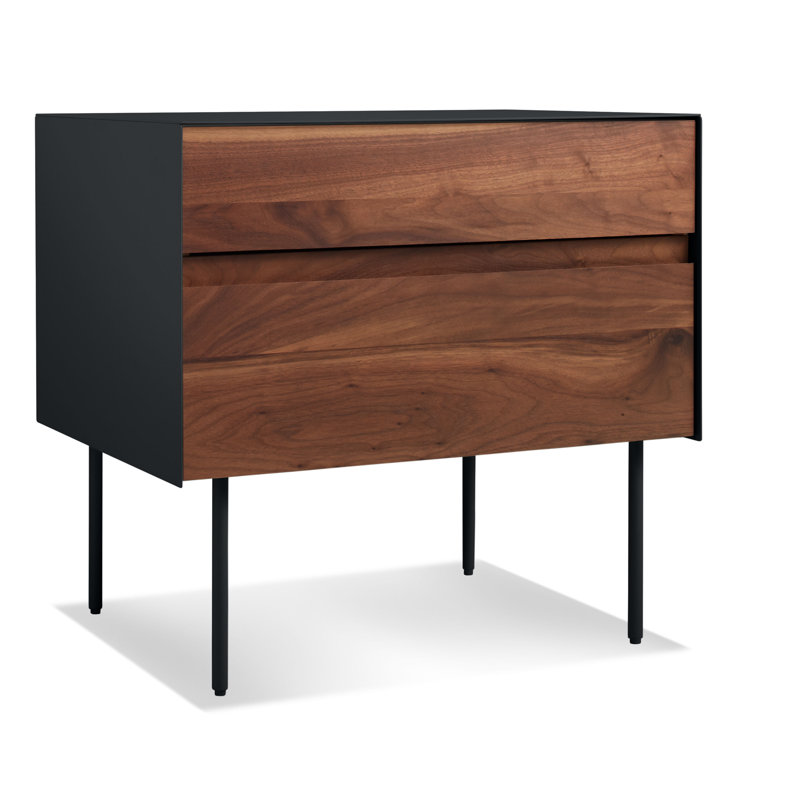 Clad 24'' W Metal Nightstand, Walnut/Oblivion