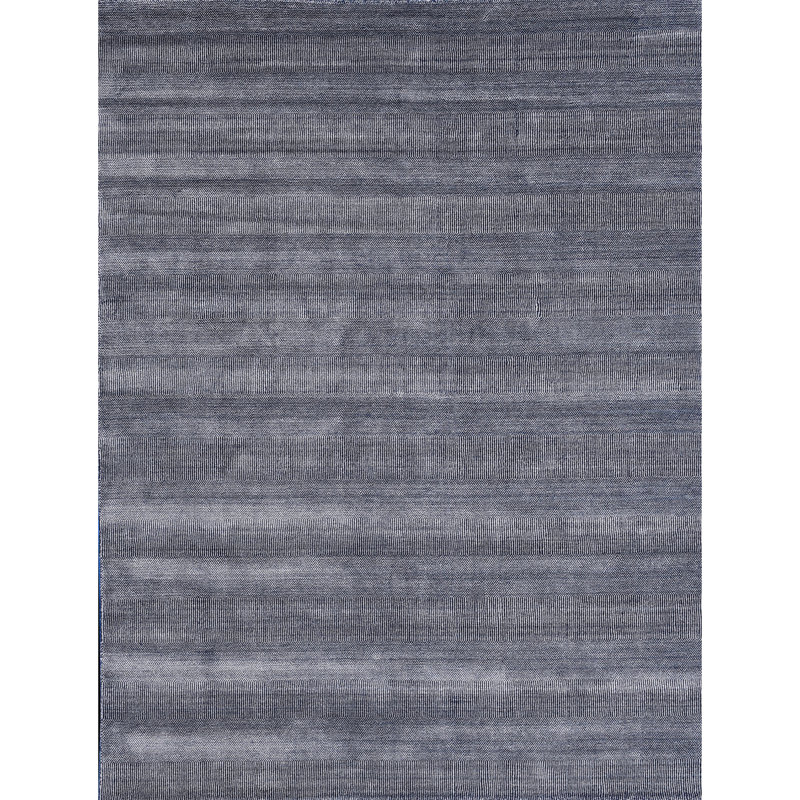 Hand Knotted Striped Area Rug in Navy, Rectangle 10' x 14'