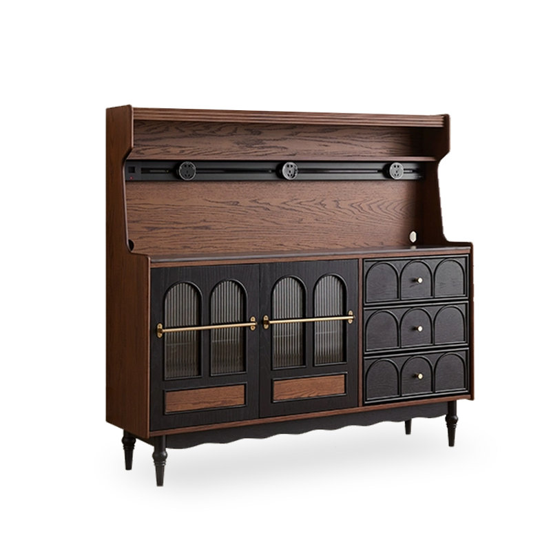 Buffet en noyer massif et bois manufacturé, H 56,3 po x l 47,24 po x P 15,75 po