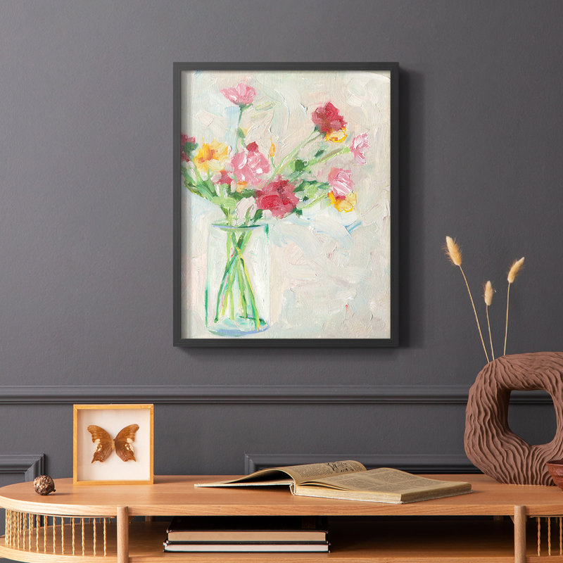 Painterly Soft Bouquet I, reproduction encadrée - bois massif, H 28 po x l 22 po, Cadre simple noir