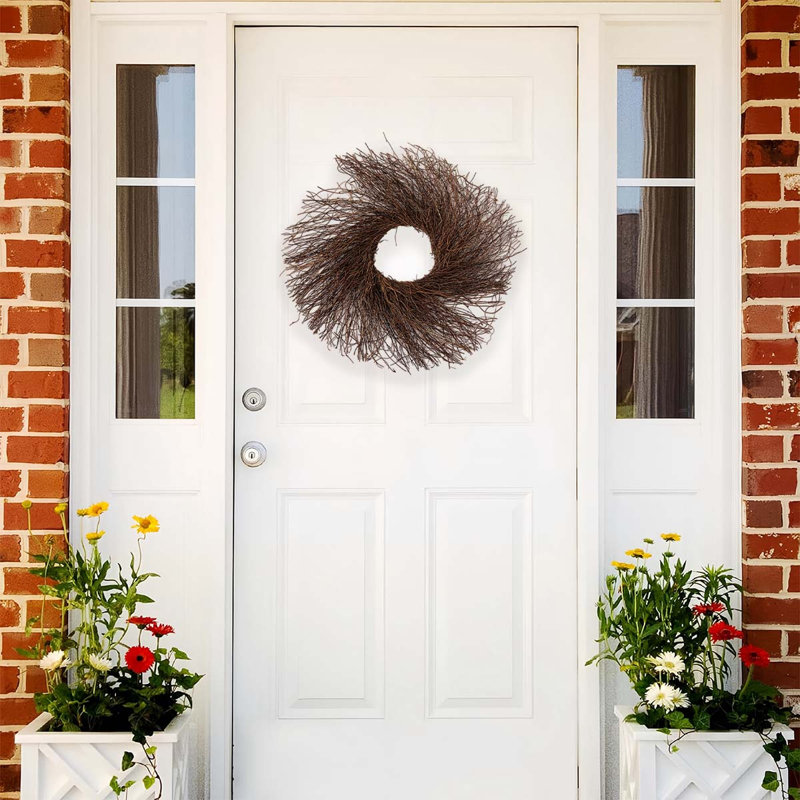 Base de couronne de vigne naturelle. Forme de brindille en rotin séché rustique 15,7 po pour bricolage. Décoration murale de porte d'entrée de ferme Boho. Fourniture florale de printemps et de la Saint-Patrick