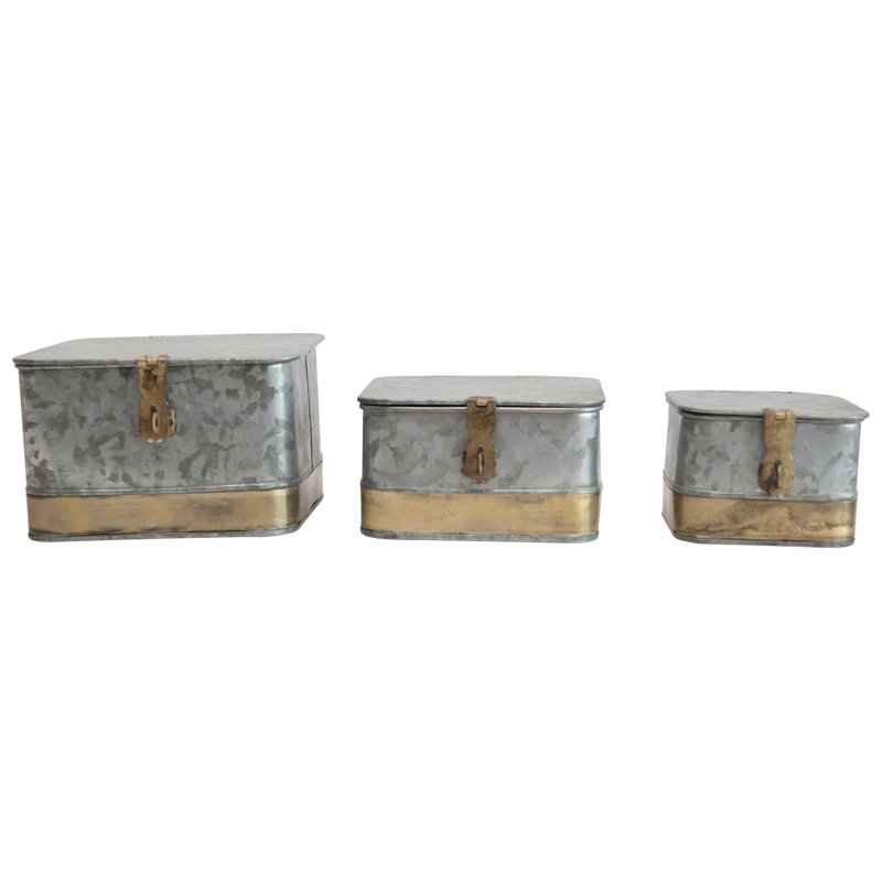 Boîtes carrées en métal avec couvercle Lesli, Argent