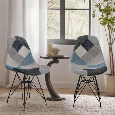 Chaise d'appoint en tissu de style bohème avec pieds chromés Patchwork