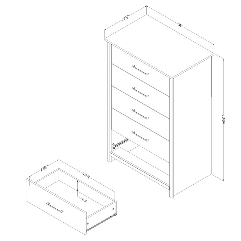 Rubbed Black Farmhouse 5-Drawer Vertical Dresser