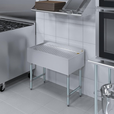 Table de bar en acier inoxydable Express Kitchquip 39 po x 22 po x 16 po, dosseret 3 po