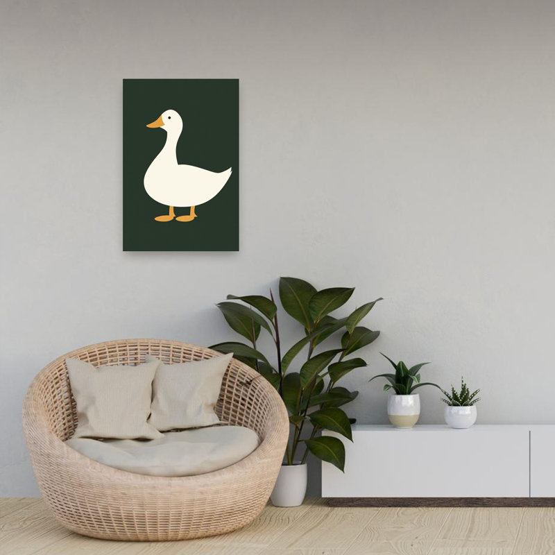 Minimalist White Duck Elegant Minimalist Modern Bird Duck Nature Landscape Wall Art Print by Mathieu - Wrapped Canvas Print