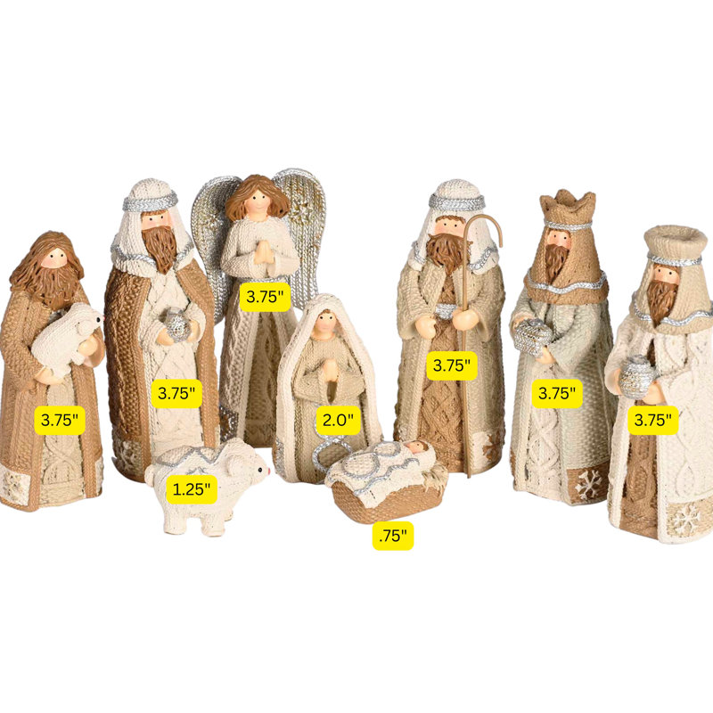Nativité 9 pièces blanc tricoté 4H