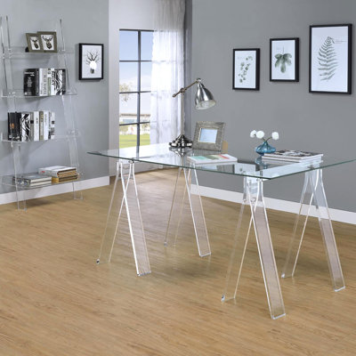 Bibliothèque contemporaine de bureau en acrylique transparent - 4 tablettes pour tablettes, design moderne