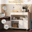 Îlot de cuisine roulant avec barre à déjeuner à abattants pliable, chariot de cuisine l 35,4 po avec armoire de rangement et 2 tiroirs, îlot de cuisine mobile avec porte-serviettes, roues verrouillables, blanc