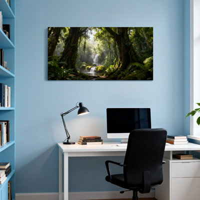«Landscape & Nature Mystic Forest Waterfall Nature Landscape», reproduction sur toile