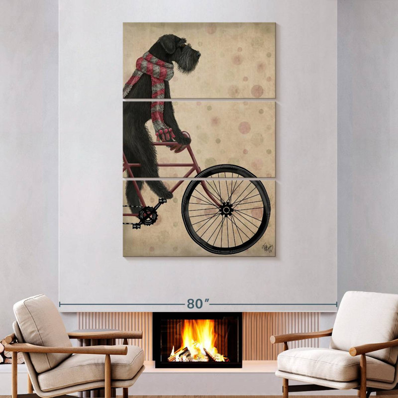 Schnauzer On Bicycle Black, 74" H x 48" W