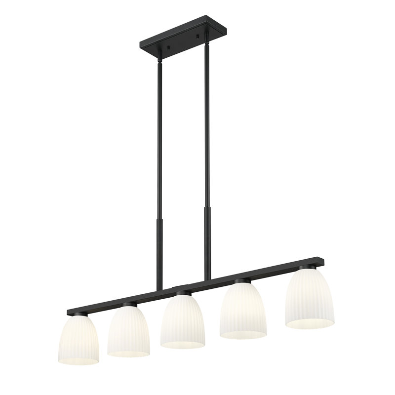 Mateo Modern Linear Chandelier, 5 Lights, Matte Black, 18.25" H x 44.5" W x 6" D