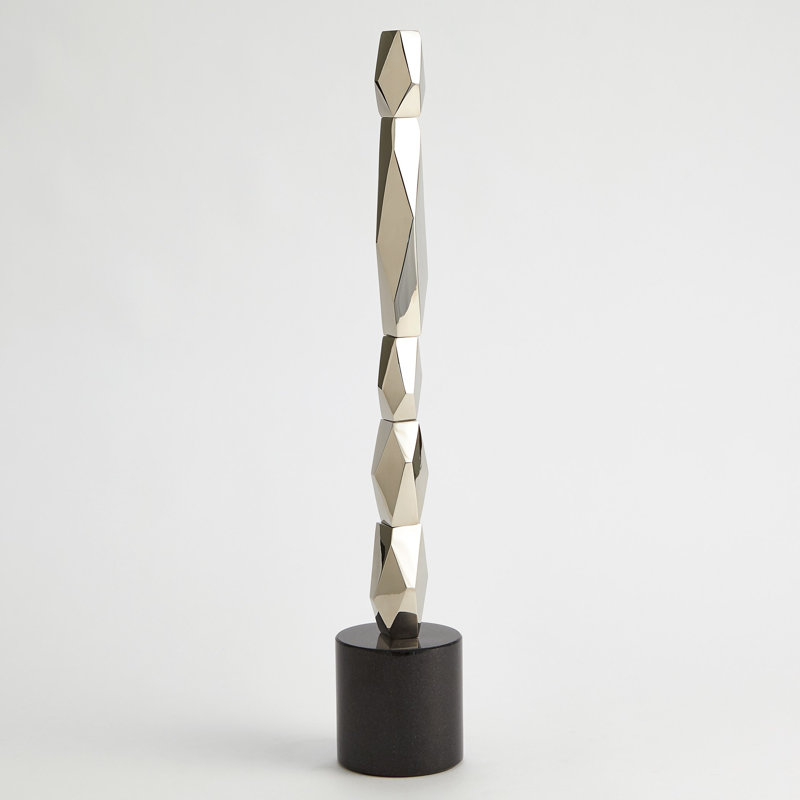 Facet Block Sculpture, Nickel, 22.5" H x 5.5" W x 5.5" D
