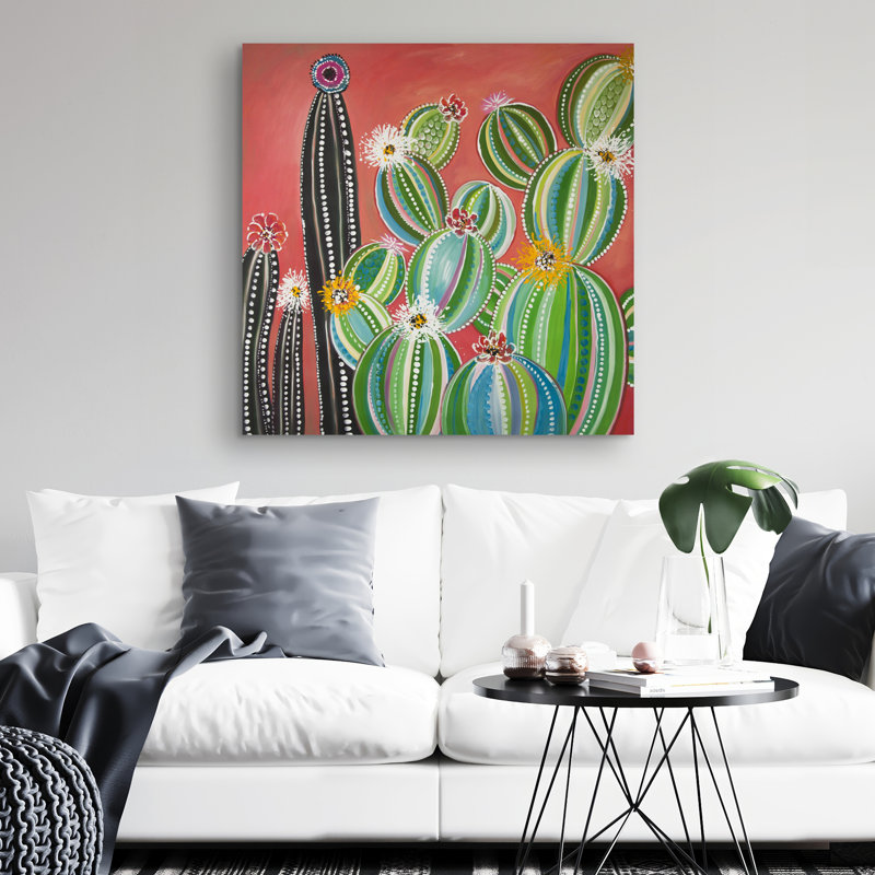 Rainbow cactus - 32"x32" art on canvas